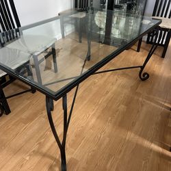 Glass dining table and 6 chairs