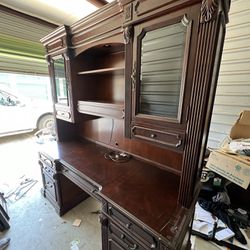 Traditional Wood Hutch Desk and File Cabinet Need To Move Quickly