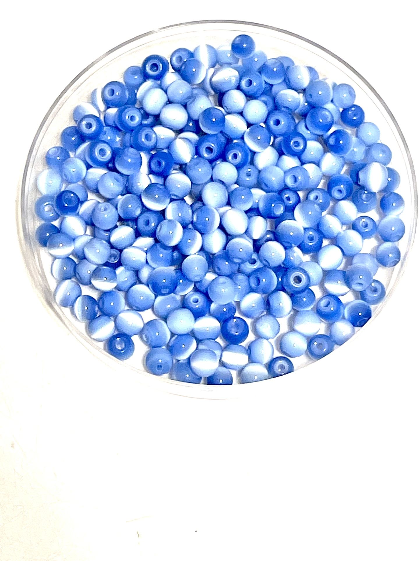 3 1/2 Strands Of Blue Fiber Optic Beads