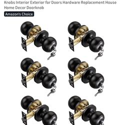 TDCHINGES 6 Pack Keyed Black Door Knob with Lock Key for Bedrooms Bathroom
