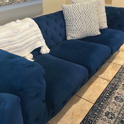 Blue velvet couch for sale