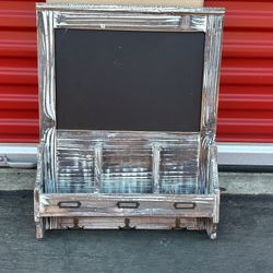 Wall Chalk Board With Mail Storages And Hooks