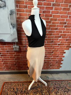 A'GACI Black & Tan Colorblock Bodycon Midi Dress
