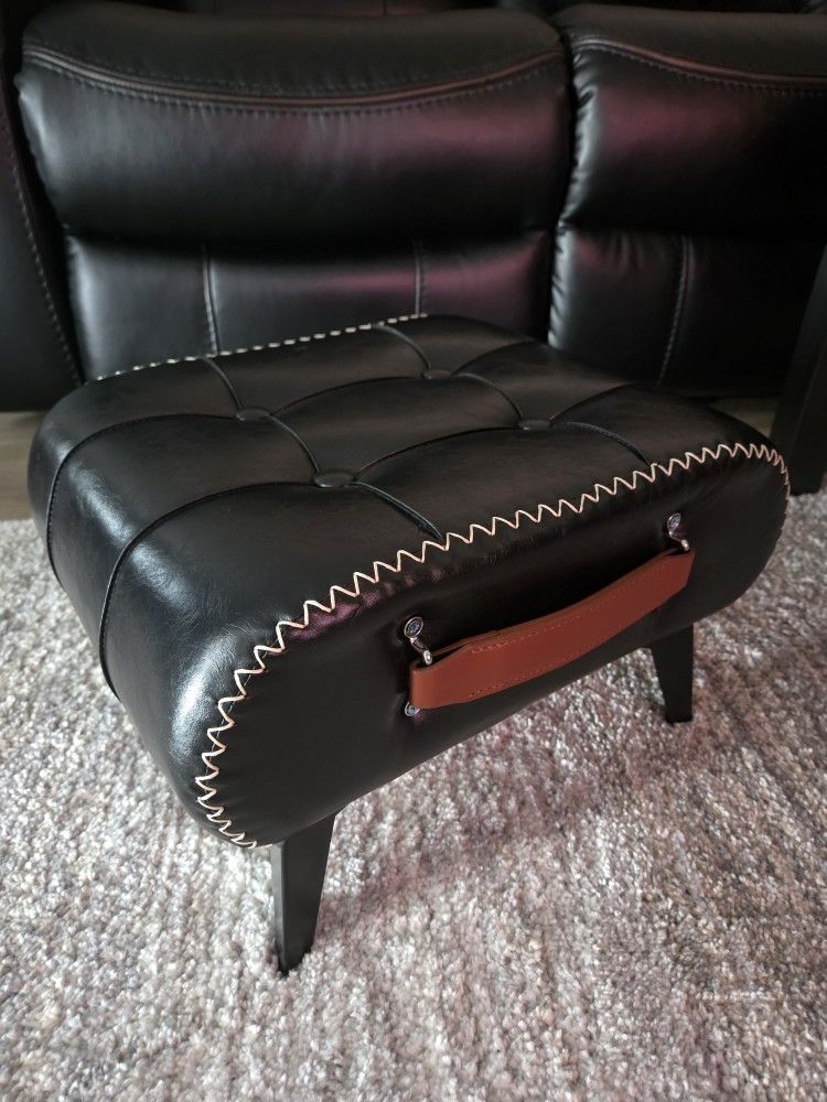 Faux Leather Square Stool