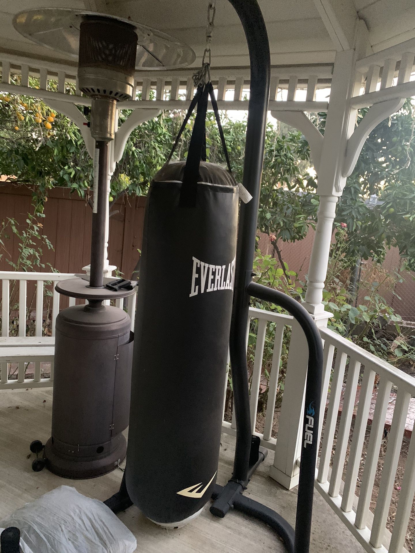 Everlast punching bag and stand.