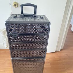 Rolling Makeup Train Case Cosmetic Trolley Organizer