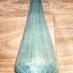 Vintage Mid-Century 19" Aqua Glass Bottle