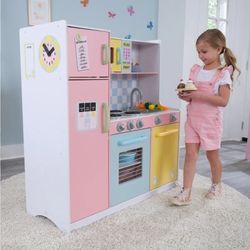 Large Pastel Play Kitchen Kids Fun Cooking 