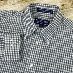 Savile Row Button Up Men's 15 x 32/33 Broad Cloth Long Sleeve Gray Shirt