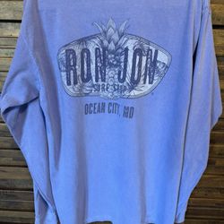 Ron Jon Surf Shop Blue Long Sleeved Tshirt Large Ocean City MD Pineapple