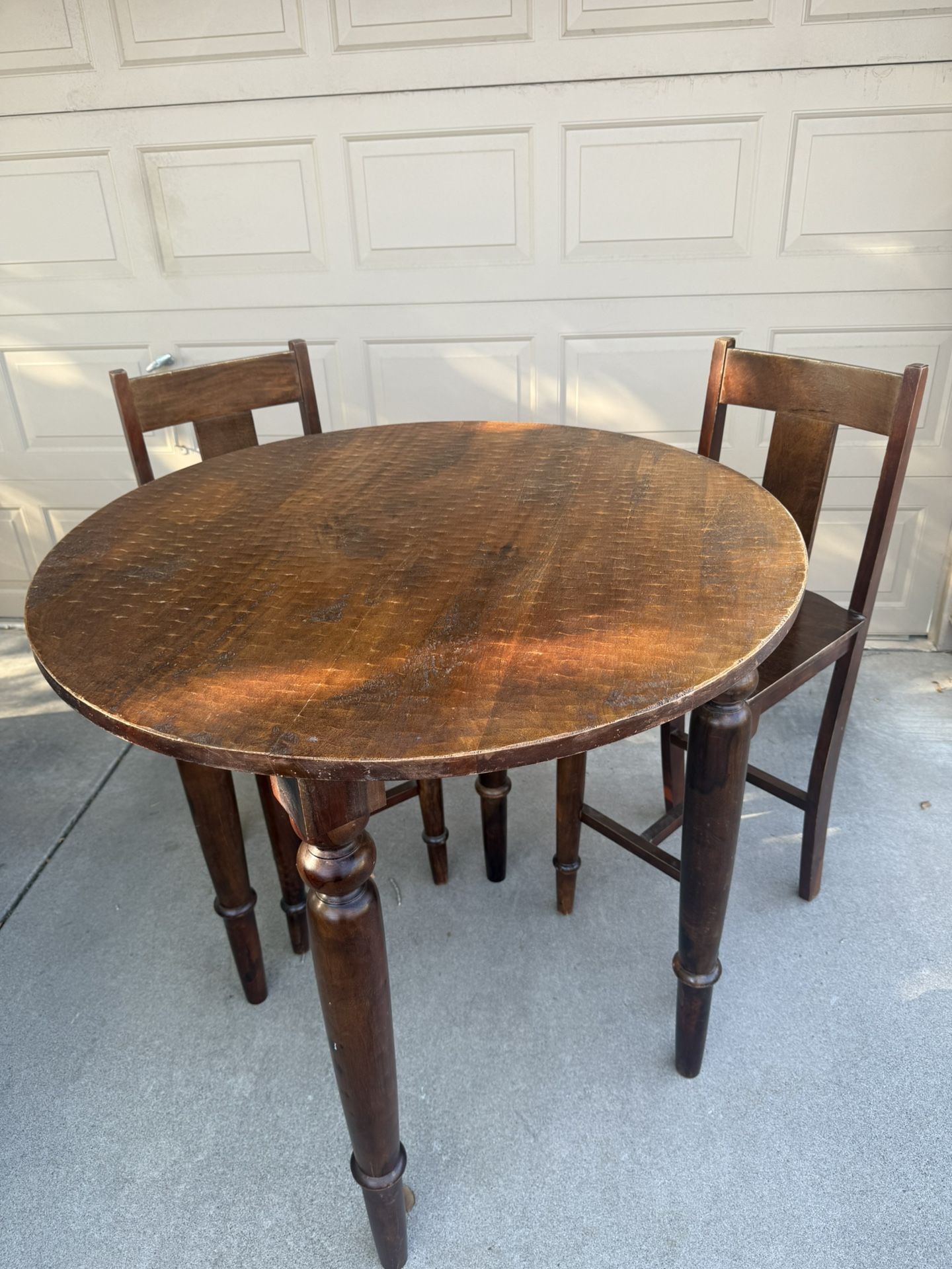 Wooden Bar Table And 2 Matching Barstools