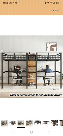 Twin Metal Loft with 2 Beds