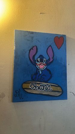 Stitch acrylic painting on canvas
