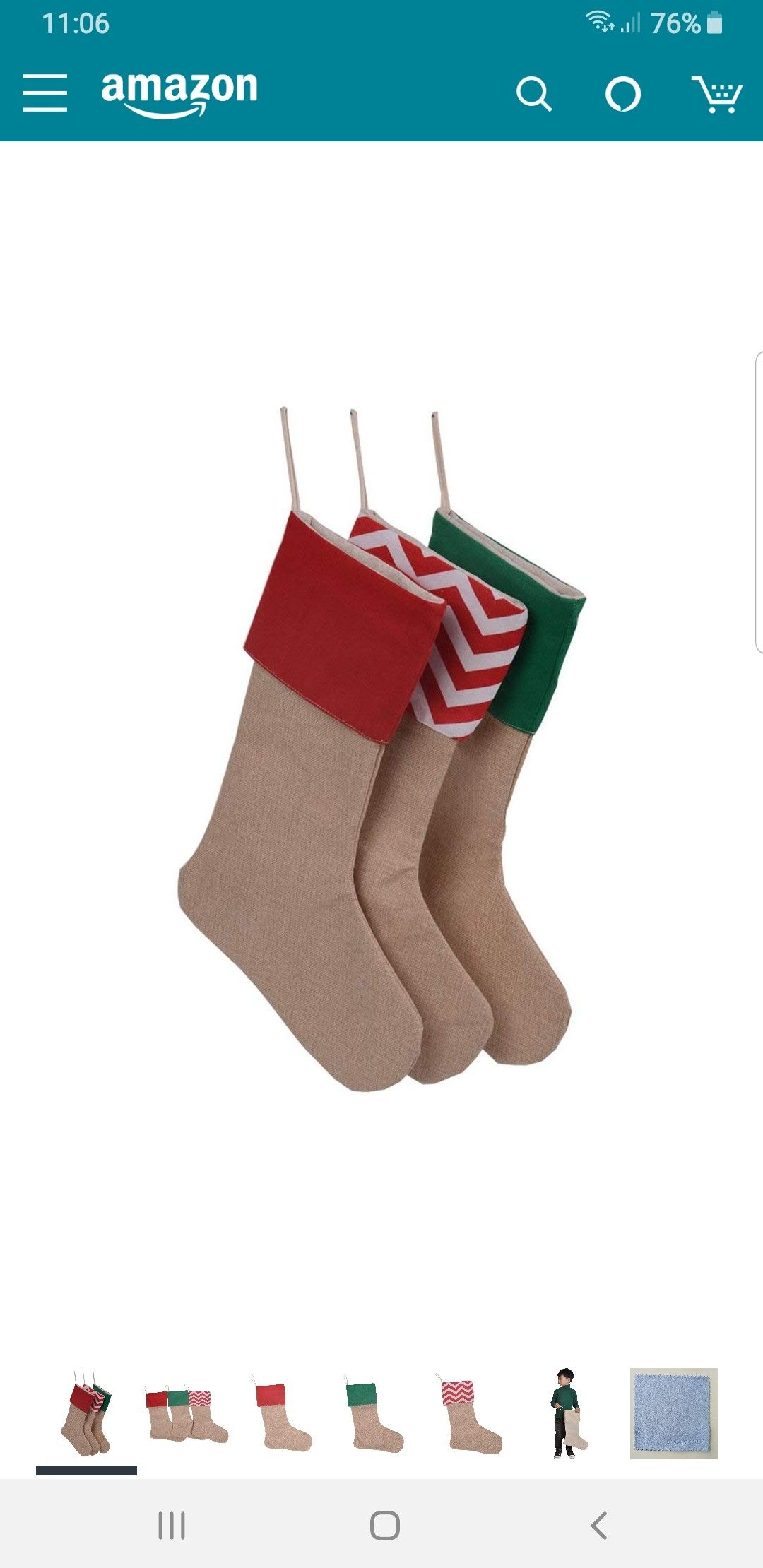 Set of 3 Pieces Burlap Christmas Stockings Decoration for DIY