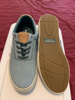 Men’s Sperry Topsiders shoes, size 13, blue w/tan leather accents, cushioned insoles
