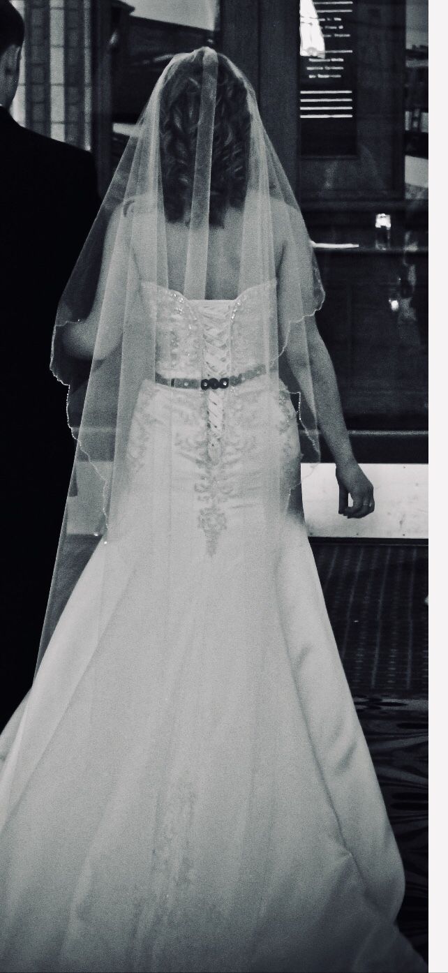 Cathedral lace wedding veil Light ivory/white 9 feet long one tier with attached comb