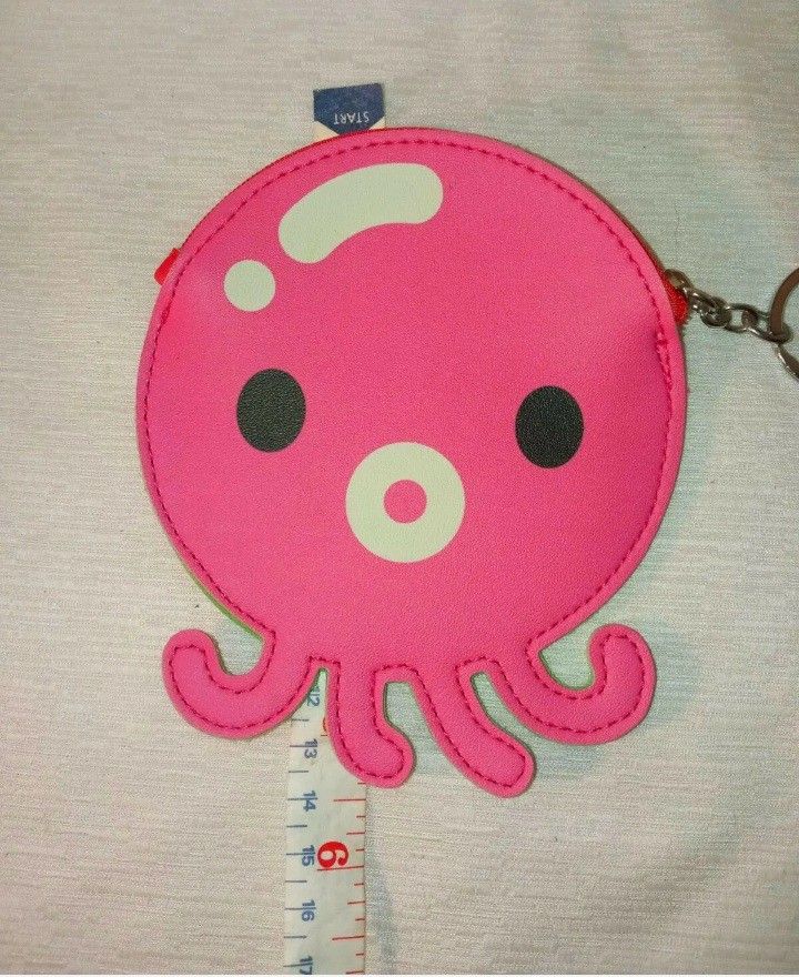 Octopus Zippered Coin Purse Zippered Wallet Gift Pink Green