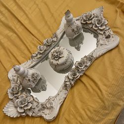 Antique Vanity Tray With Accessories 