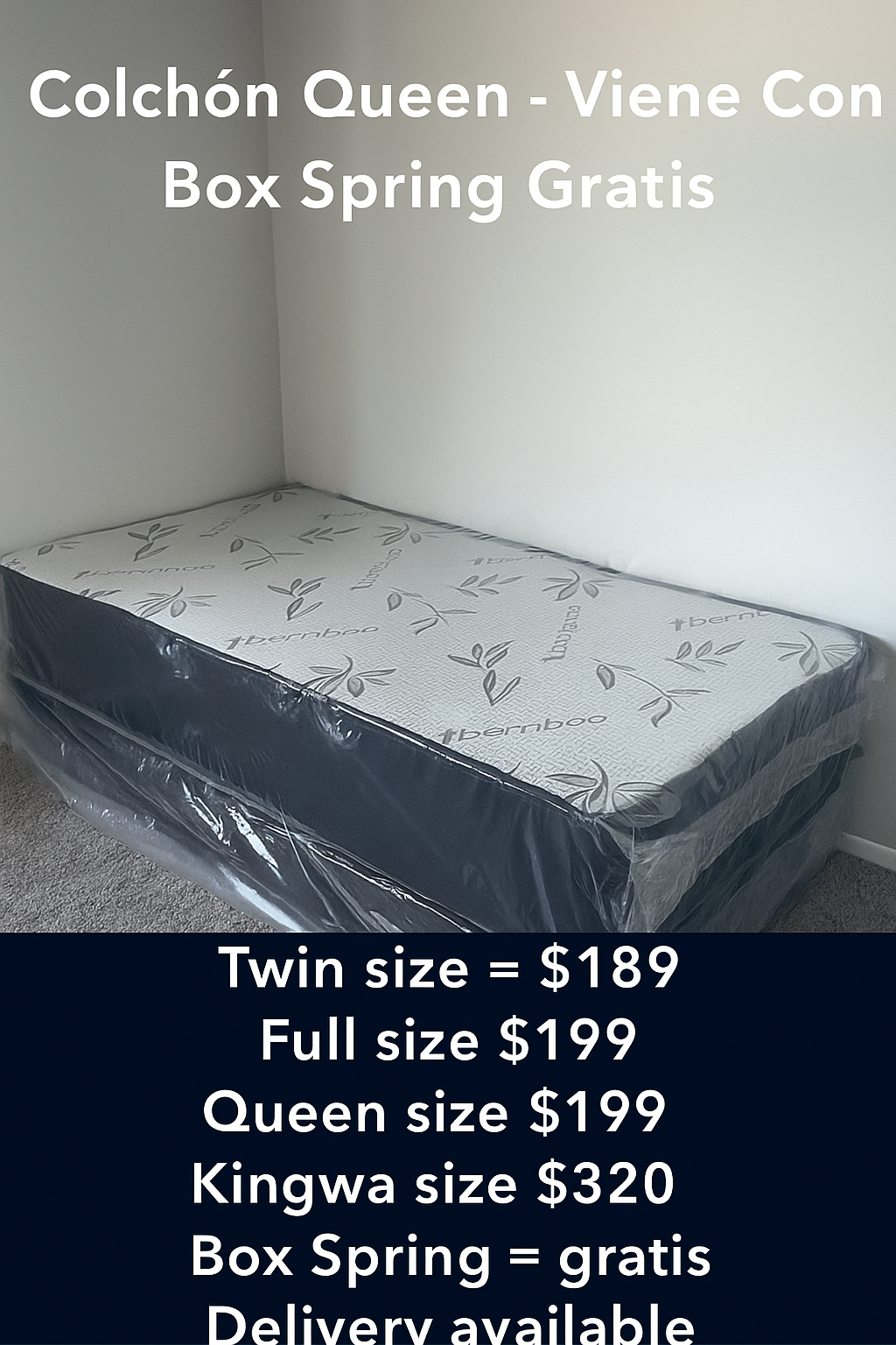 Queen Mattress Come With Free Box Spring - Same Day Delivery