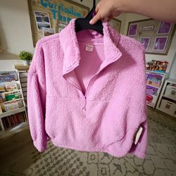 XL & XXL Pink Half Zip Sweater Fleece