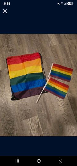 Rainbow Drawstring Backpack With 2 Small Flags(pride)🌈♥️