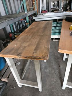 4 Wooden Top Workbench with Metal Legs