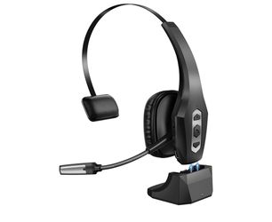 Trucker Bluetooth Headset with Charging Base, Wireless Hands-Free Headset with Noise Canceling Mic & Mute Button, 56Hrs Working Time PC Headsets for C