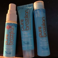 Pure Brazilian Hair Mask, Leave In Conditioner, And Anti Frizz Serum Kit Brand New