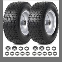 AR-PRO (2-Pack) 13x5.00-6 Flat Free Tire and Wheel Assemblies - Compatible for 13 x 5 x 6 Solid Riding Lawn Mower Tires and Wheel - With 3" Centered H