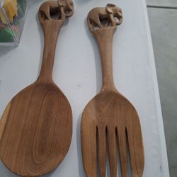 vintage wooden spoon and fork 