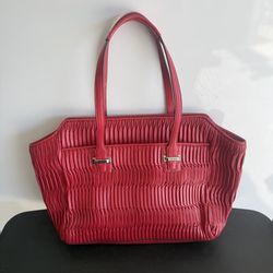 Coach bag red pleated leather
