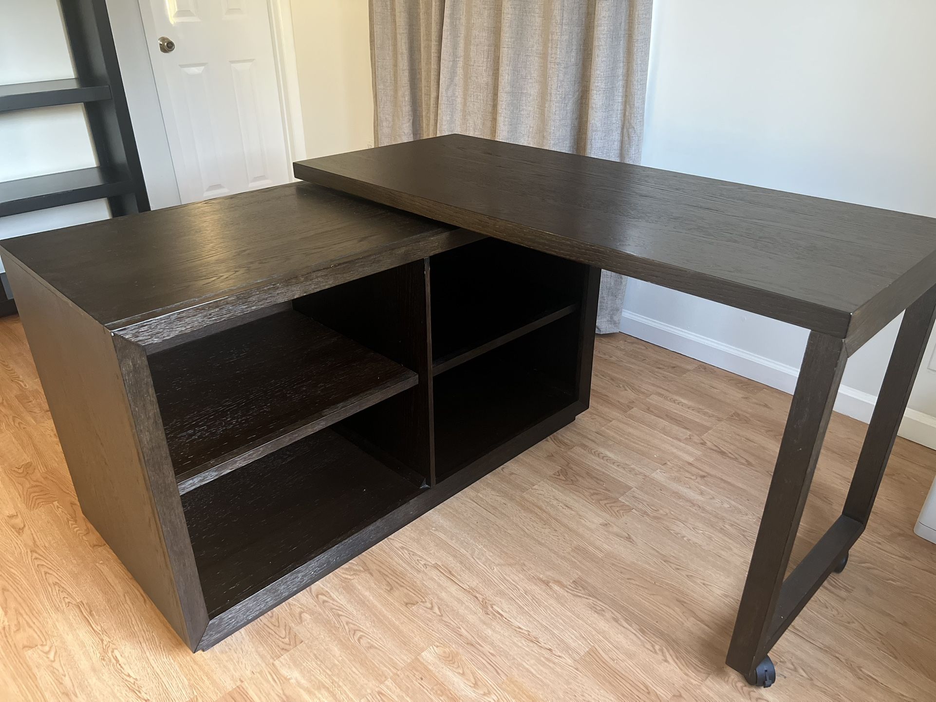 Espresso Wood Shelve/Desk Swivel.