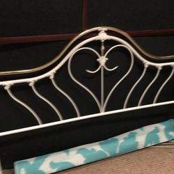 KING SIZE RAW IRON AND BASS HEADBOARD AND FRAME 