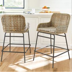 3 Ballard Designs Bailey Woven Counter Stools