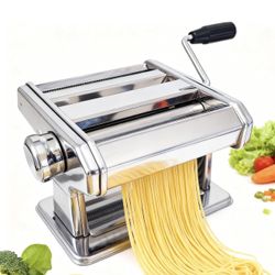 Brand New Pasta Maker Machine With 7 Adjustable Thickness Settings, Stainless Steel Manual Noodle Maker,Pasta Roller& Cutters With Removable Handle an
