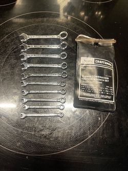 Vintage Craftsman 10-piece SAE combination ignition wrench set (No. 9- 43441) made of "Super-tuff" steel.