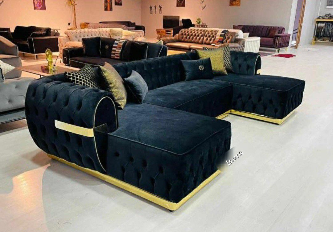 
🌇ASK DISCOUNT COUPOn<New Furnitures sofa loveseat living room set sleeper couch daybed <
 Jester Black Velvet Double Chaise Sectional 