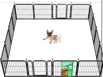 Dog Playpen for Indoor, Patio, RV Camping, 24-Inch, 16-Panel for Small Dogs and Puppies, Black