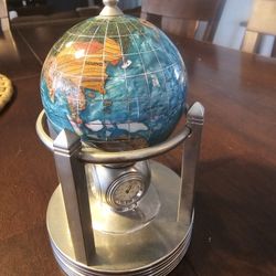 Rotating Globe Sphere on Chrome Stand Quartz Clock