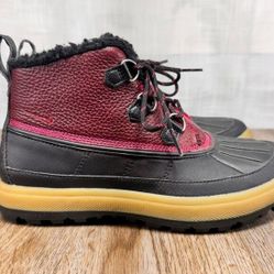 Nike Womens 6.5 Snow Boots ACG Woodside II Burgundy Black Leather 537345-660