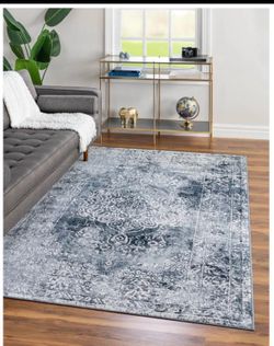 Unique Loom Oxford Collection Blue Rug (4' x 6')