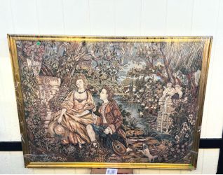 Vintage Framed Woven Tapestry Wall Art – 62” x 47”