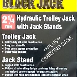 "BLACK JACK" 2-1/2 Ton Hydraulic Jack, Jack Stands, AND Carrying Case