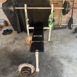 Bench Press With Long Bar And Curl Bar