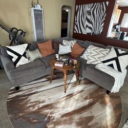 8x8 Round Area Rug – Brown Neutral, Clean & Modern