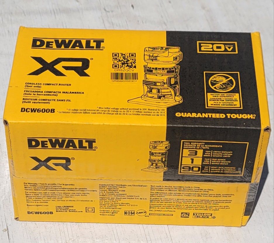 Brand New in Box, DeWalt DCW600B Cordless Compact Router (Tool only)