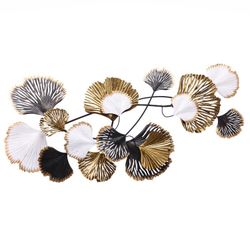 Luxen Home Modern Metal Ginkgo Leaf Wall Decor - Gold, White & Black