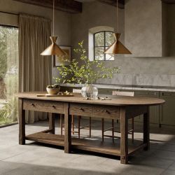 Amber Lewis & Four Hands  Elise Spiced Oak Oval Kitchen Island - 120"W