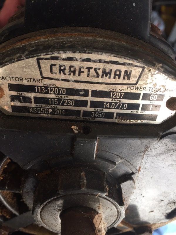 Vintage craftsman table saw motor *working condition*