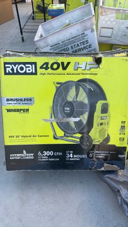 ryobi 40v HP 20” air cannon fan